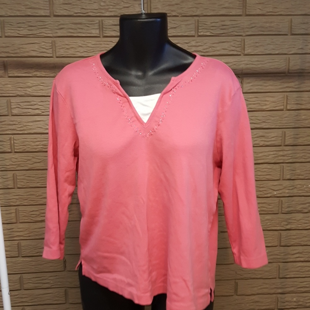 Pink 3/4 sleeve top, XL